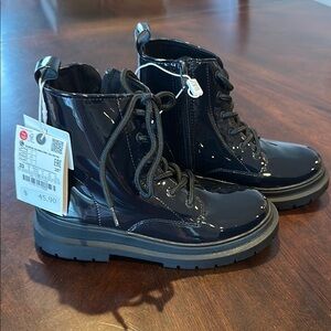 Brand New Zara Kids’ Shiny Black Combat Boots